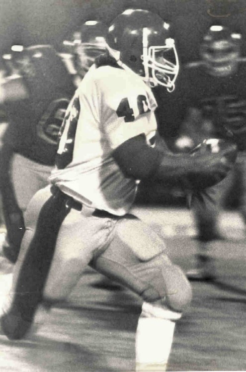 Chuck Margiotta, number 40, running with the football